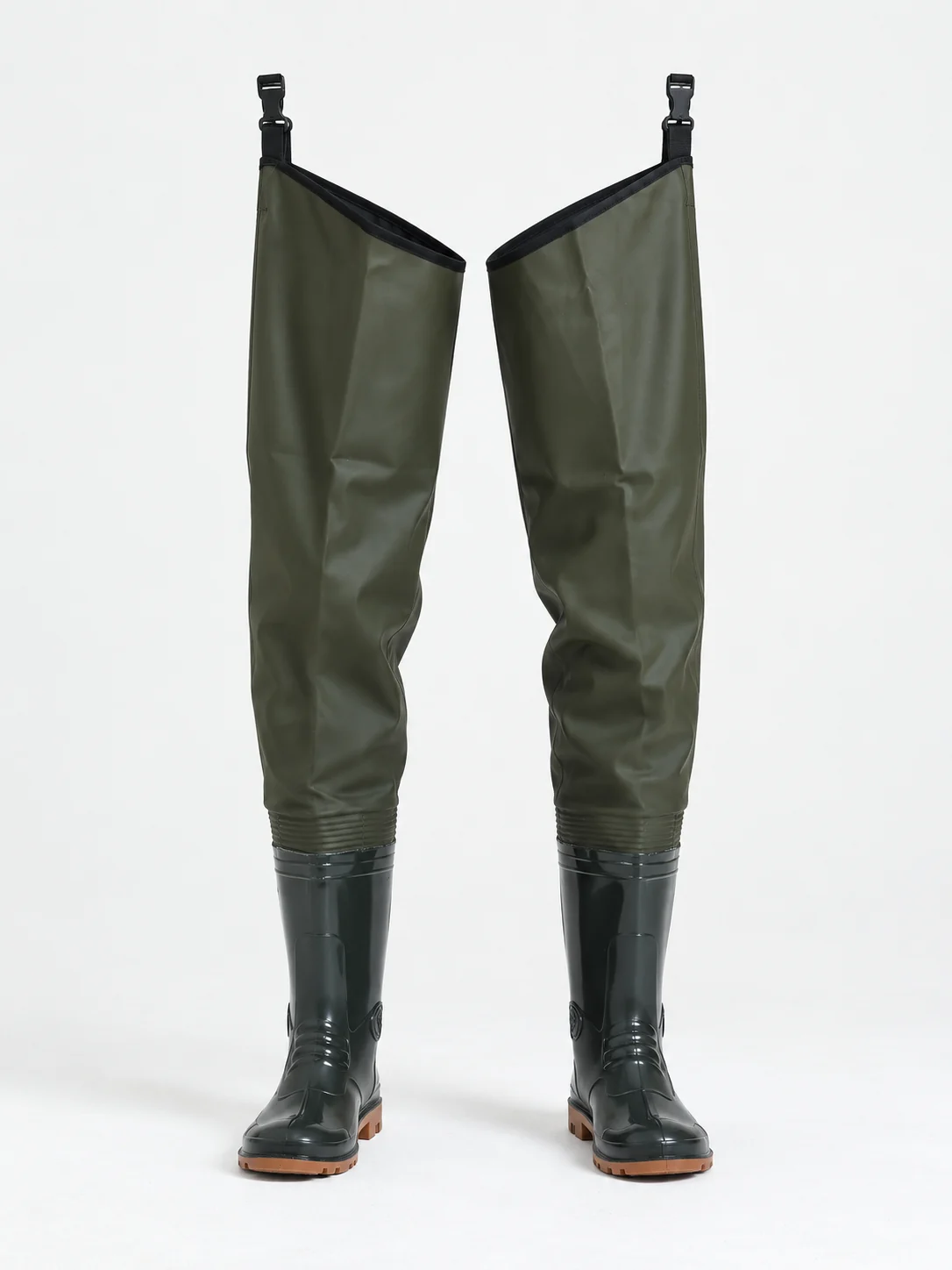 T-Rain Hip waders, Khaki — Front view