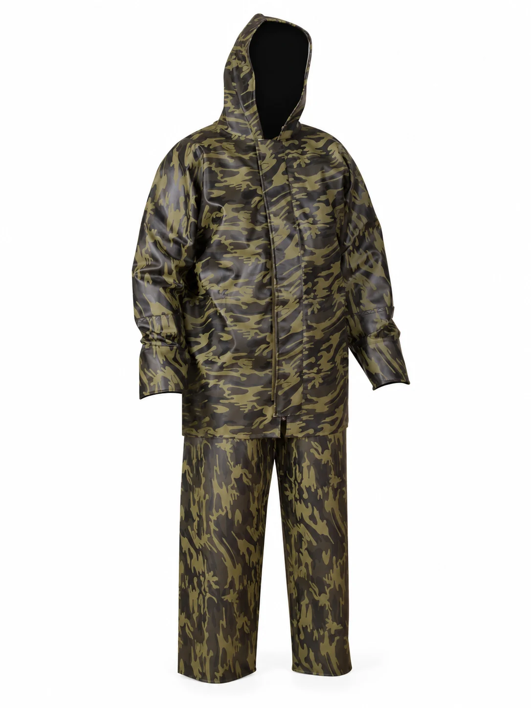 T-Rain Camouflage zip-front rainsuit, KT-3500 · Zip-front jacket and regular trousers — Front view