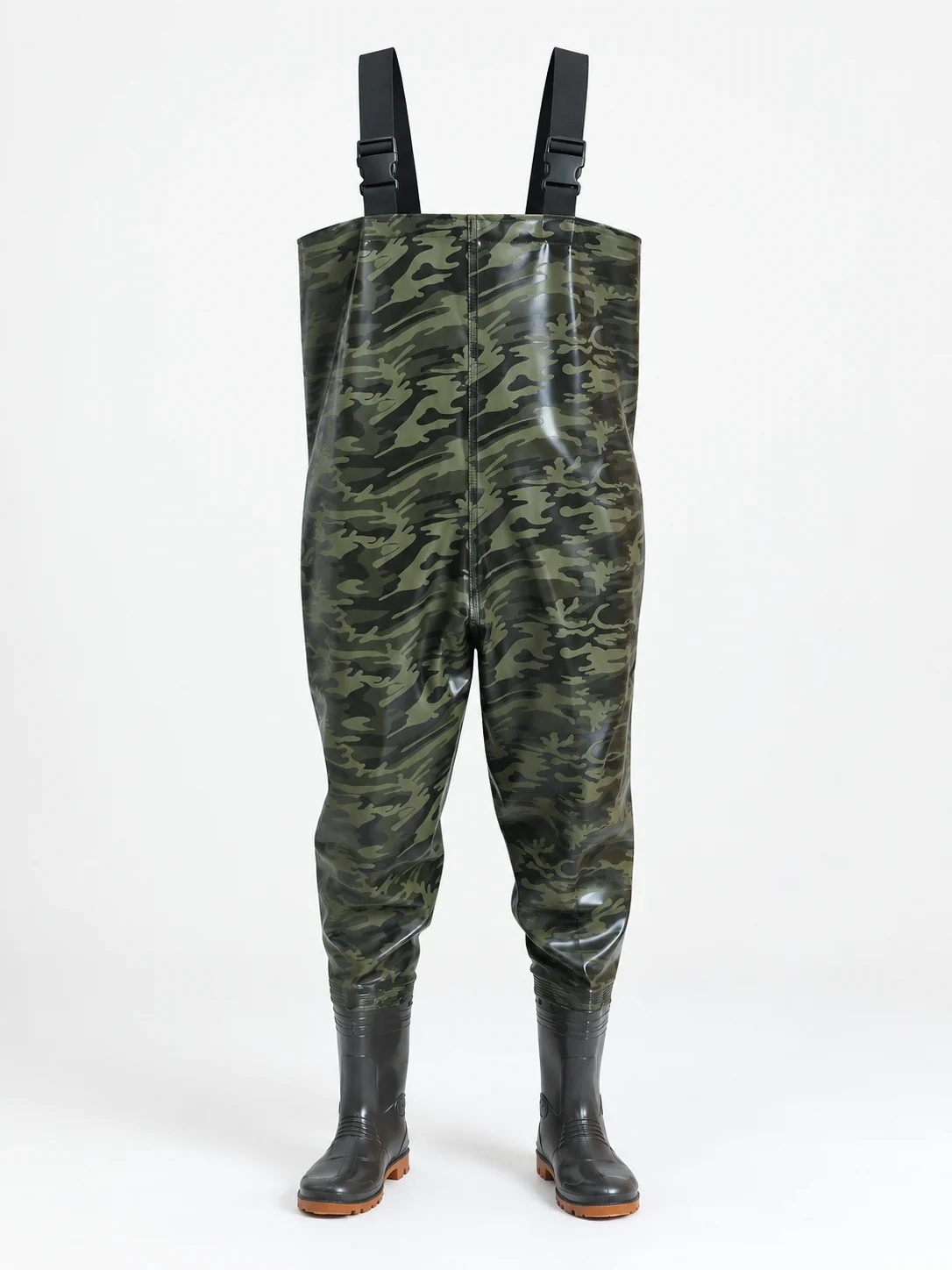T-Rain Patterned chest waders, Camouflage · With suspenders — Front view