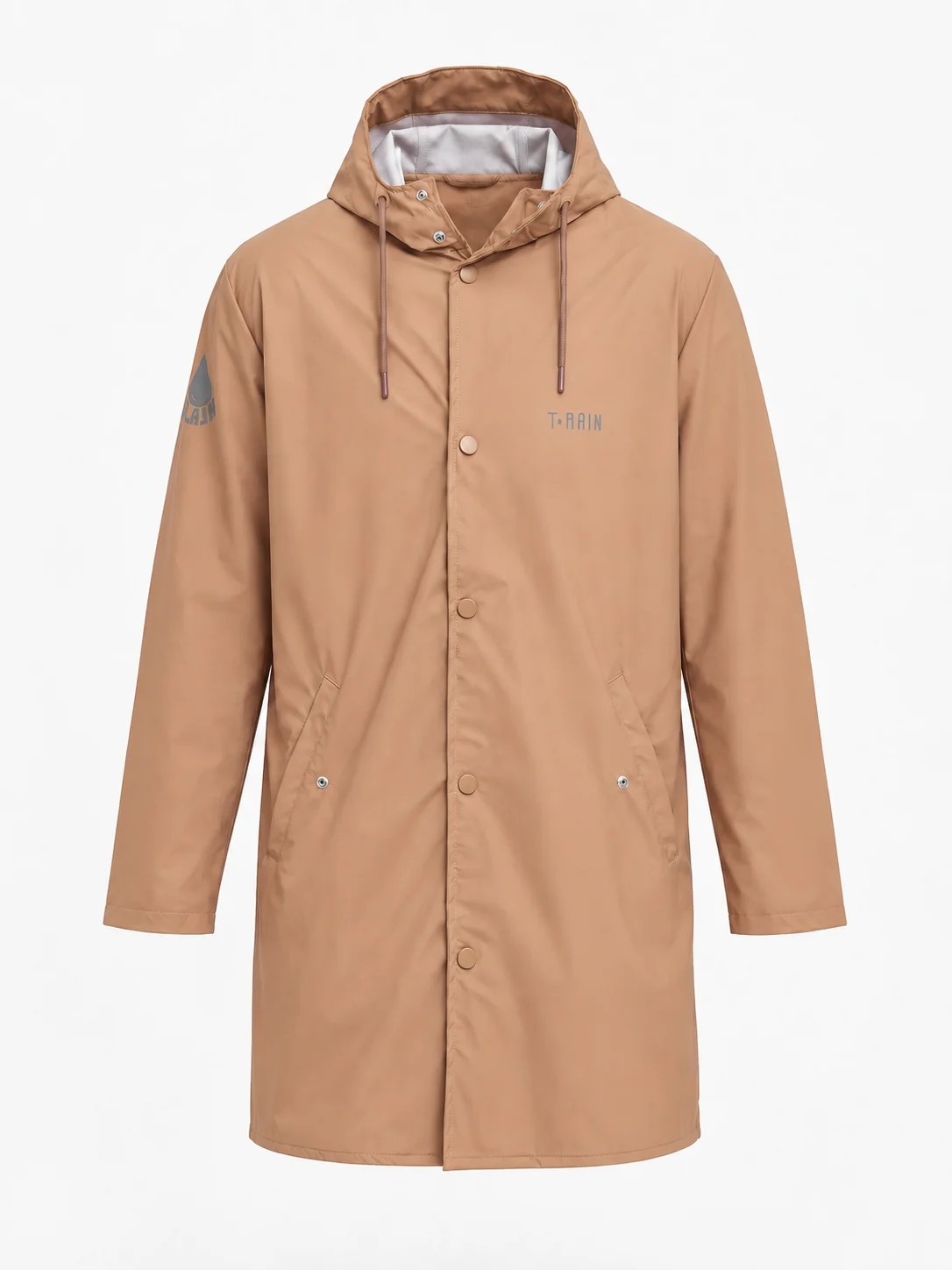 T-Rain Stay Dry men’s raincoat, Beige — Front view