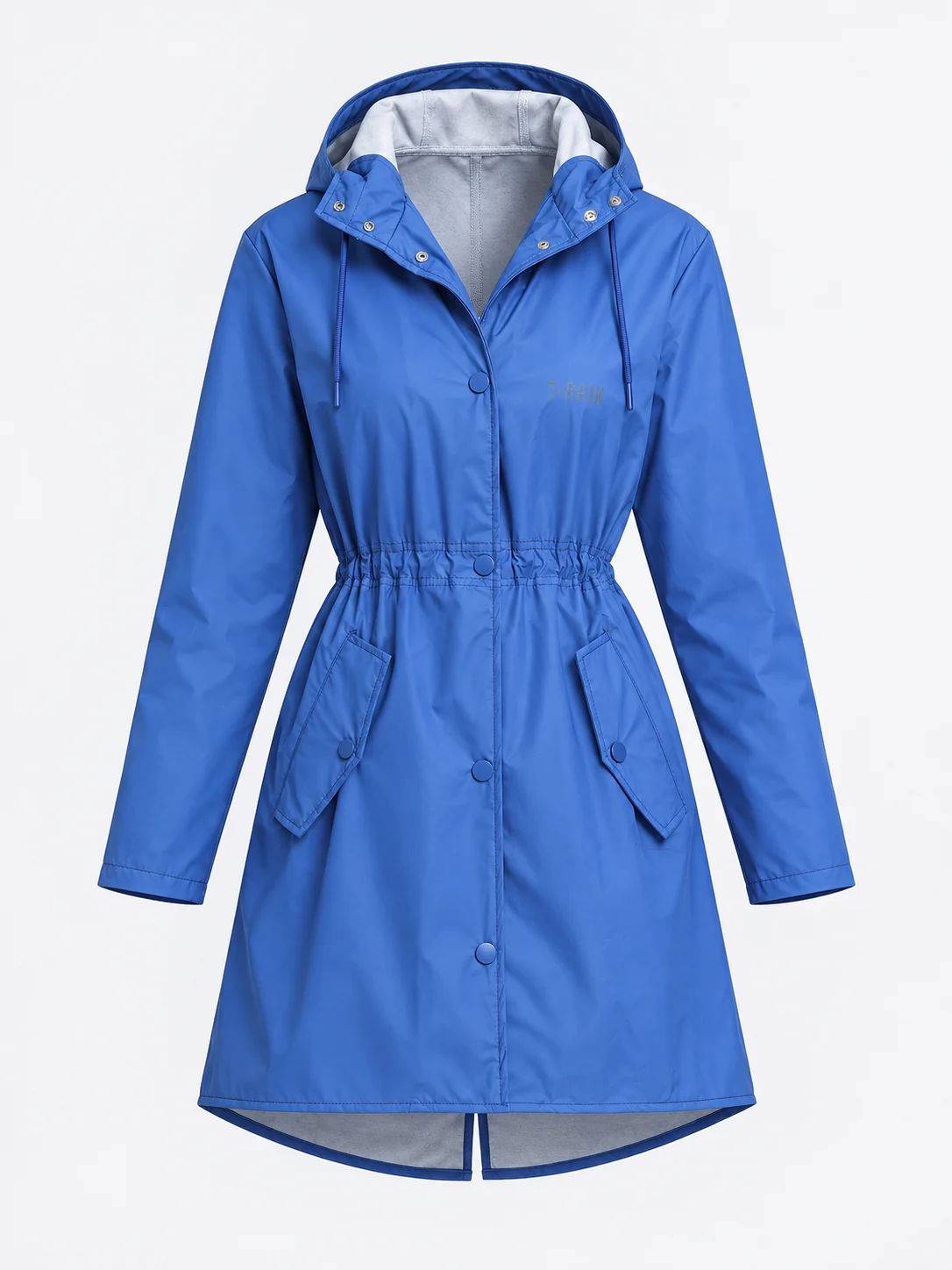 T-Rain Stay Dry women’s raincoat, Blue — Front view